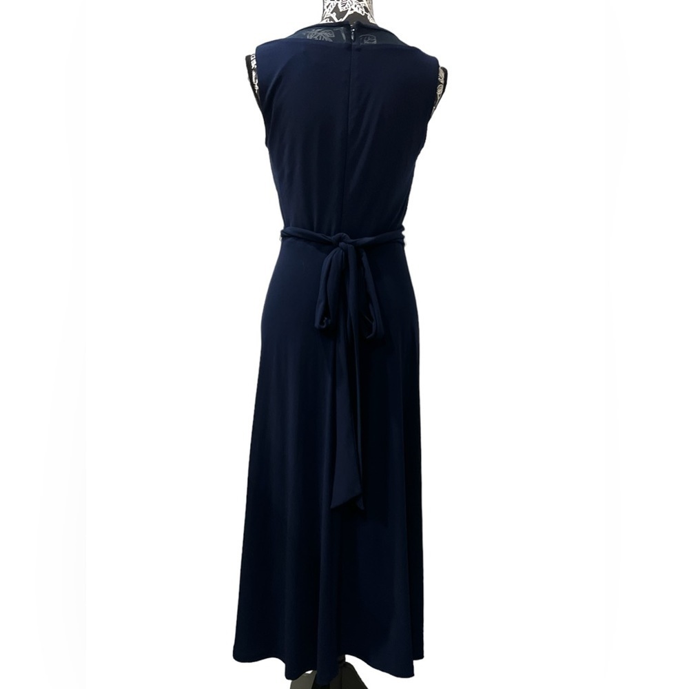 Lauren Ralph Lauren Navy Maxi Formal Gown Sleeveless Dress Size 4 - Picture 5 of 9